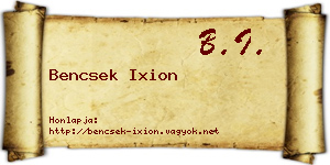 Bencsek Ixion névjegykártya